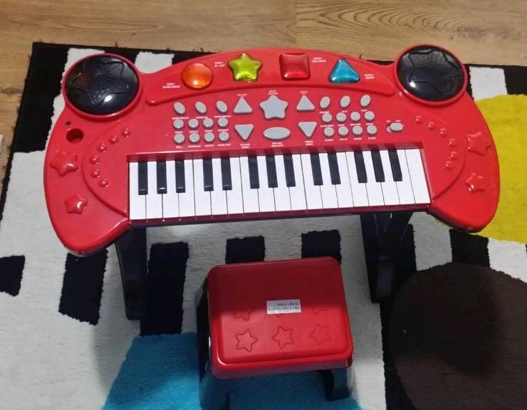 Almost NEW Chad valley sing along Keyboard, Stand & Stool Quick Market