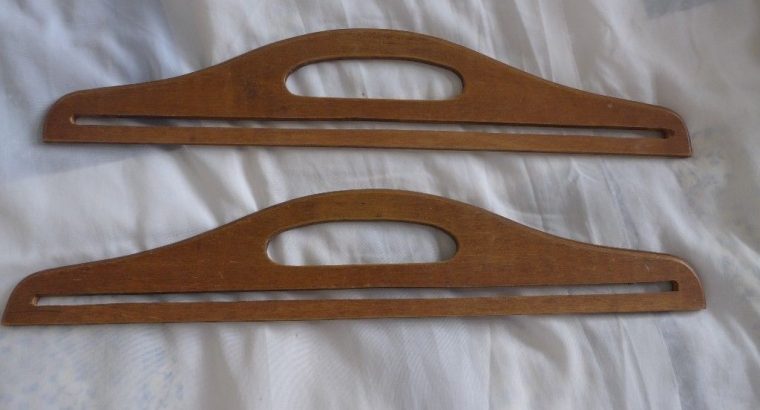 Unusually large Pair of Genuine Vintage Wooden Knitting /Sewing / Craft Bag Handles