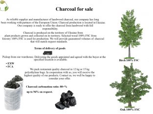 Restaurant quality charcoal from hardwood
