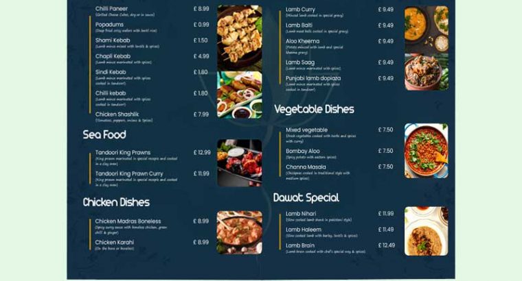 A4 Restaurant Menu | A4 Menu | A4 Leaflet | MenuMa