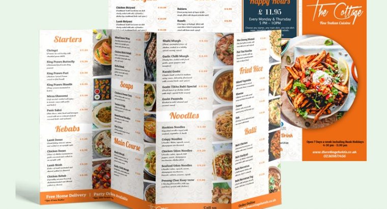 A4 Restaurant Menu | A4 Menu | A4 Leaflet | MenuMa