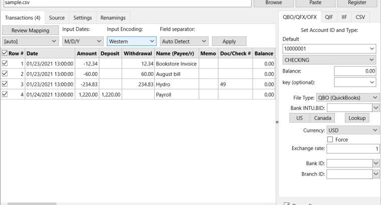 Make your transaction files importable