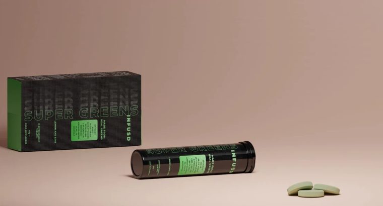 Super green powder packed into a fizzy vitamin tablet