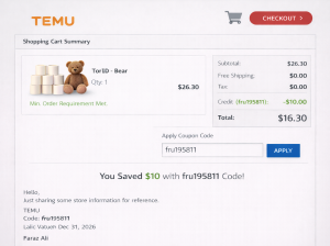 Free £10 TEMU Reward on £20+ App Orders with Free Shipping