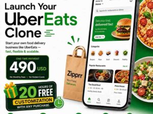 Which UberEats clone script includes customer, restaurant, d